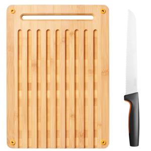 Fiskars Functional Form Bambusové prkénko a nůž na krájení chleba 1057551